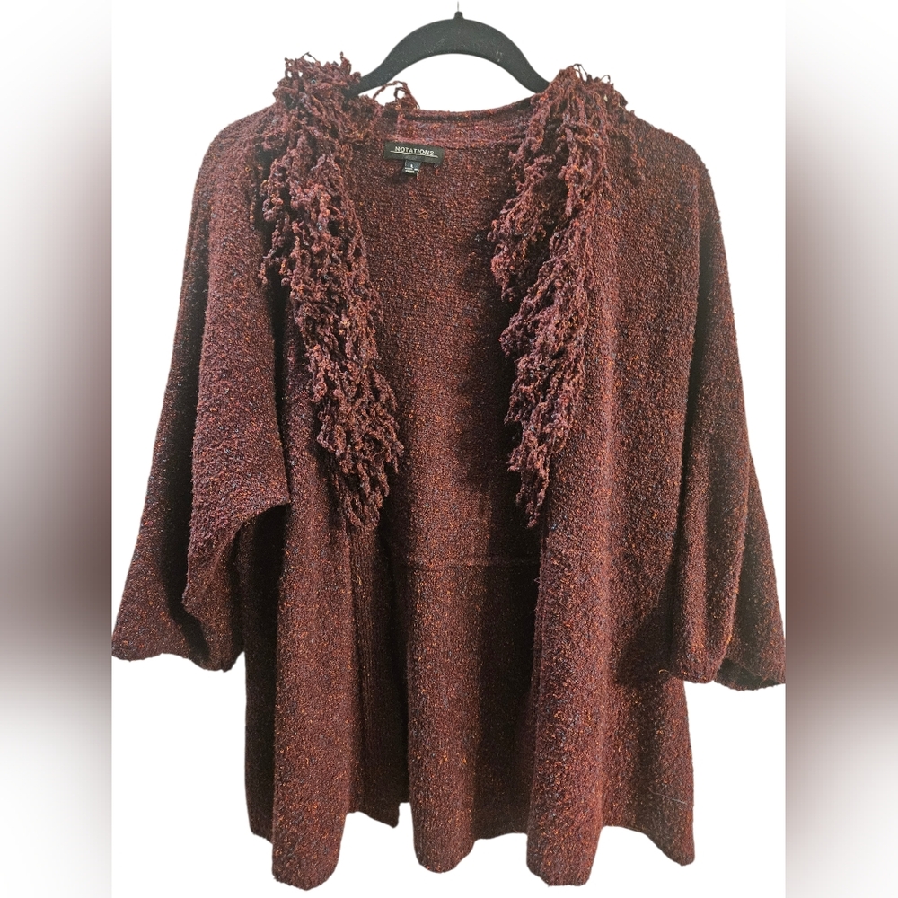 Notations Maroon Textured Cardigan